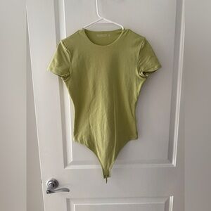 Abercrombie & Fitch Short Sleeve Cotton Blend Seamless Fabric Crew Bodysuit